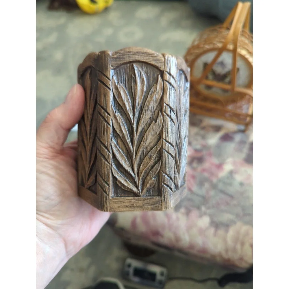 Vintage Melwood Pencil Caddy / Holder   Wood Look MCM Desk Accessories